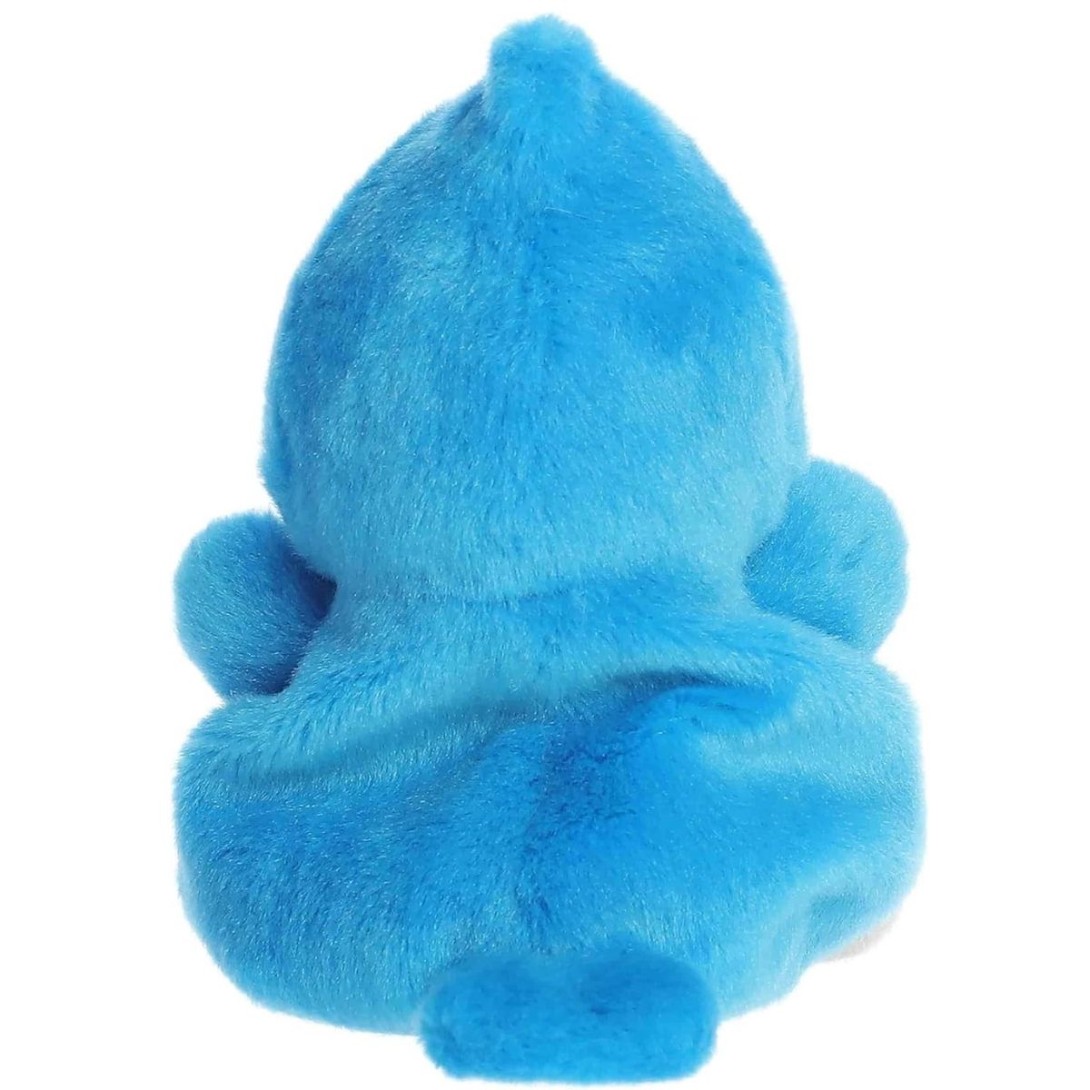 Back view of the Aurora Palm Pals bird plush toy showing its solid soft blue back and cute tail feather detail.