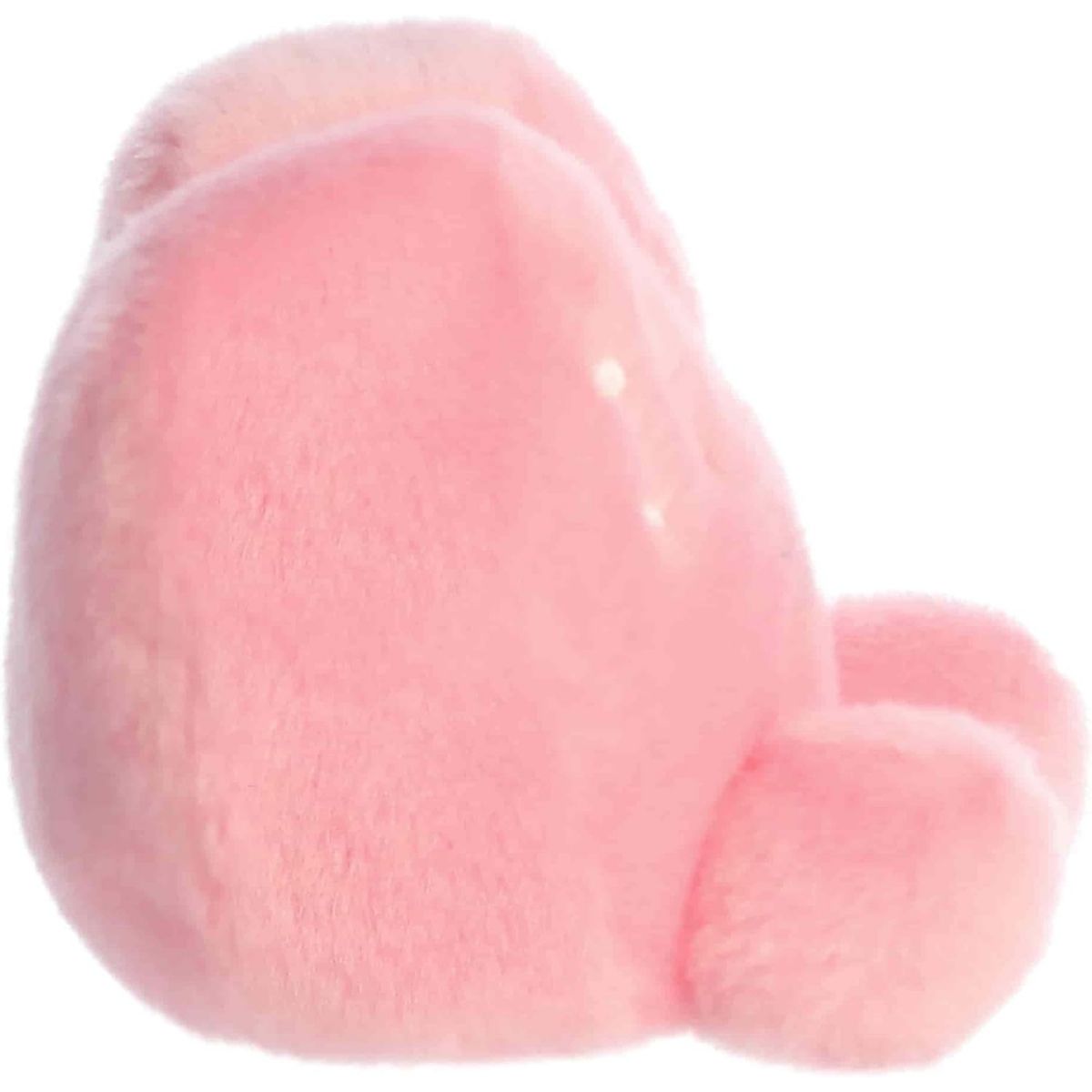 Side profile of the Aurora Palm Pals heart plush highlighting its round shape and little plush arms.
