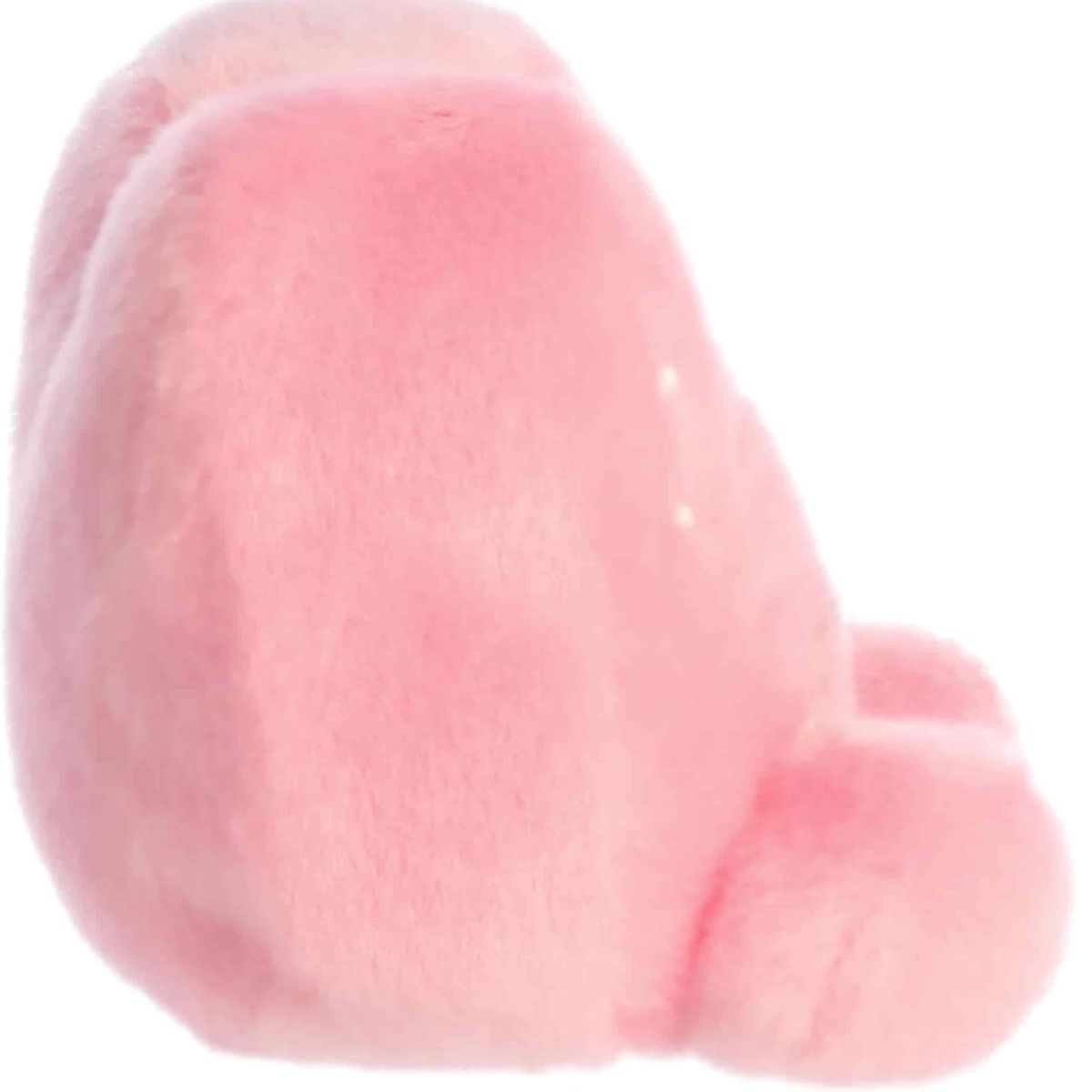 Side profile of the Aurora Palm Pals heart plush highlighting its round shape and little plush arms.