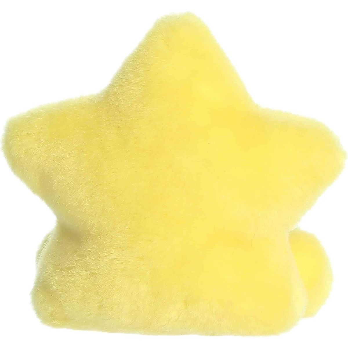 Back view of the Aurora star plush showcasing its soft, bright yellow plush texture.