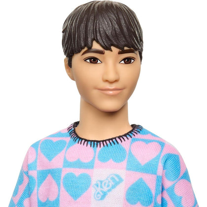 Barbie Fashionistas Ken Fashion Doll #219 Long-Sleeve Pink & Blue Patterned Shirt & Pink Shorts