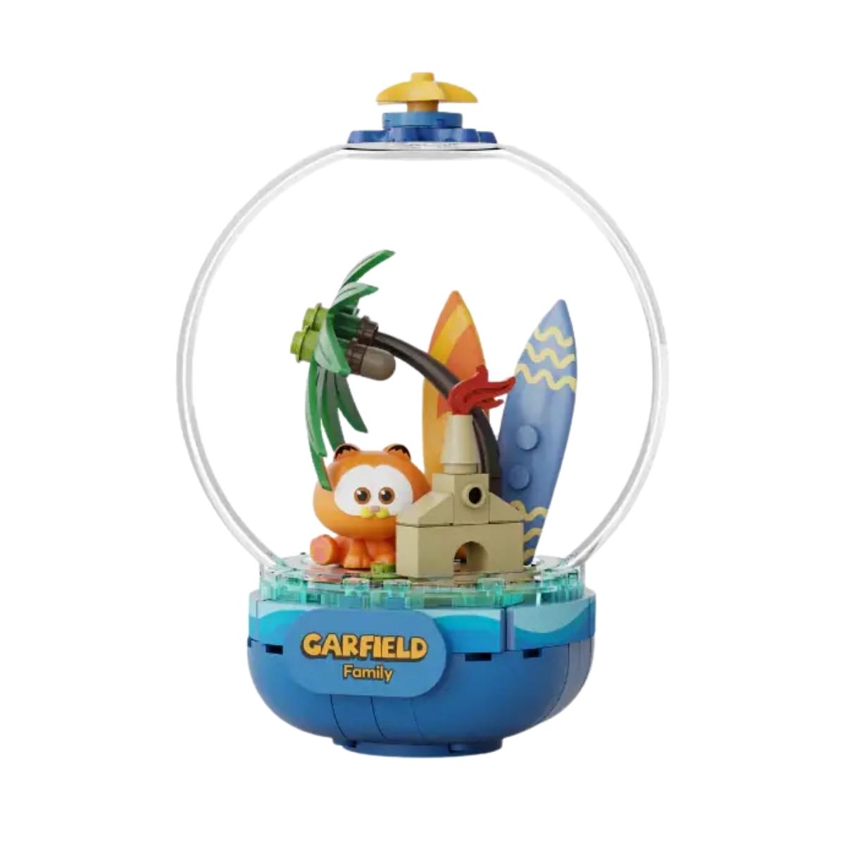 Front view of the Pantasy The Garfield Movie Chill Island 99-piece Crystal Ball Series building block set.