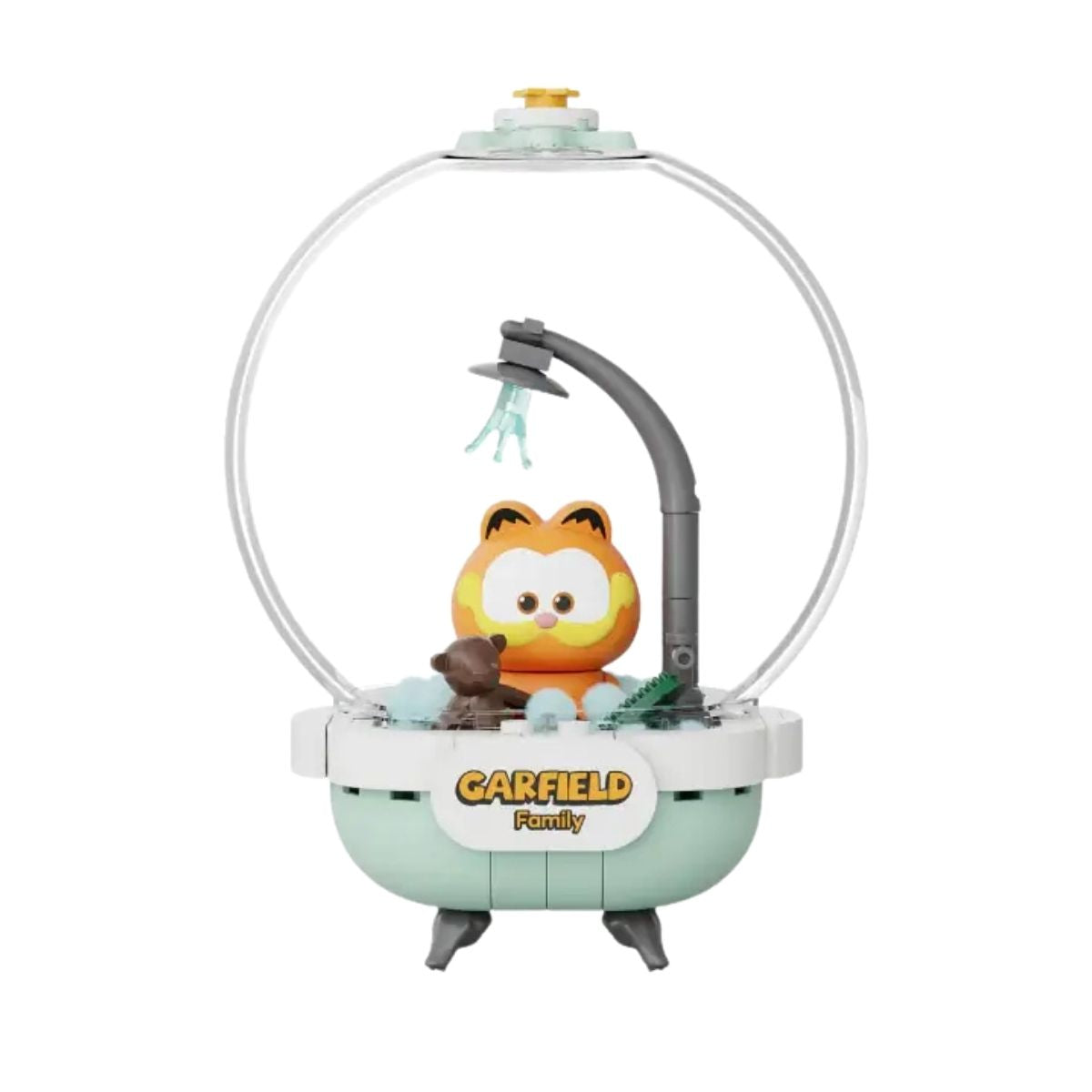 Front view of the Pantasy The Garfield Movie Cozy Bath 140-piece Crystal Ball Series building block set.