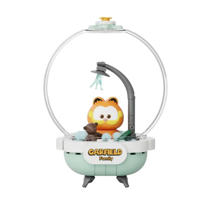 Front view of the Pantasy The Garfield Movie Cozy Bath 140-piece Crystal Ball Series building block set.