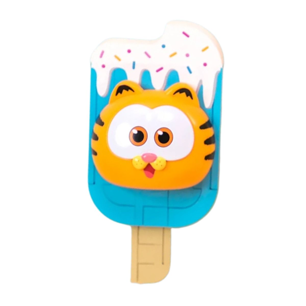 Straight-on view of the 47-piece Pantasy Garfield popsicle magnet showing the iconic orange cat's face.