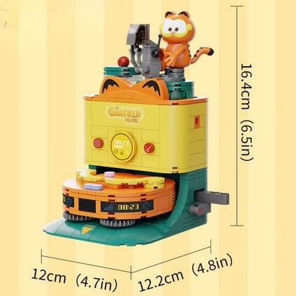 Dimension graphic for the Pantasy Garfield robot vacuum set showing it is 16.4cm tall and 12.2cm deep.