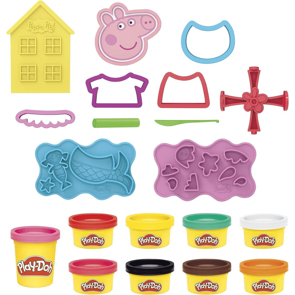 Play-Doh Peppa Pig Stylin' Set, Peppa Pig Playset with 9 Cans of Modeling Compound and 11 Accessories