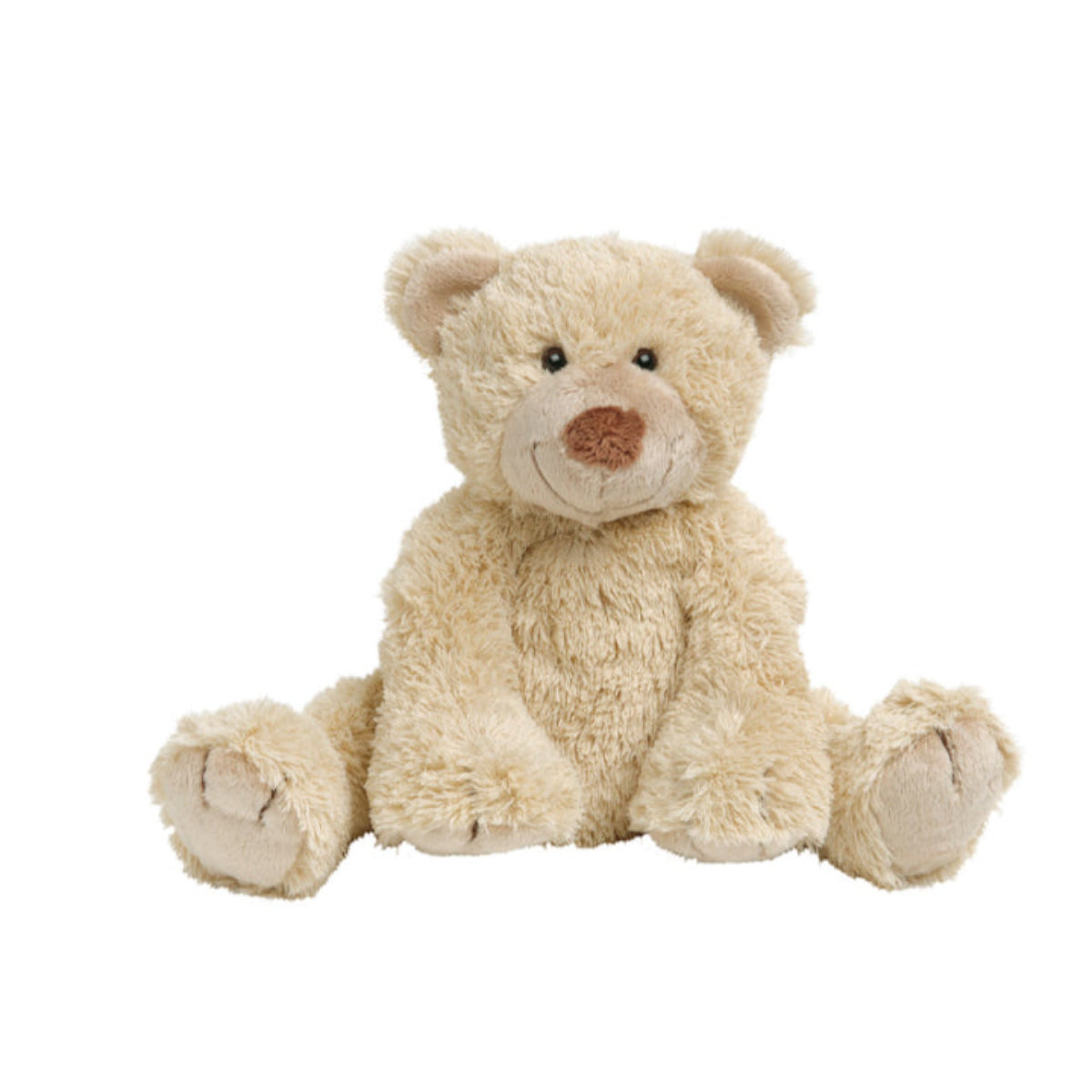 Happy Horse Bear Boogy No. 2 light beige shaggy plush stuffed animal teddy bear sitting against a white background.