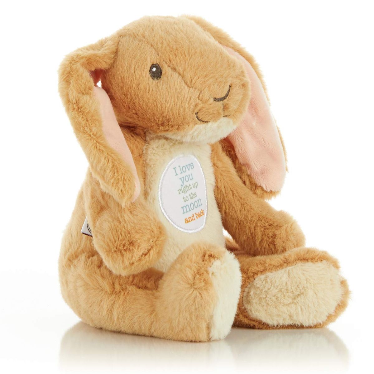 The 9-inch Little Nutbrown Hare stuffed animal sitting at an angle showcasing its soft plush texture and large floppy ears.