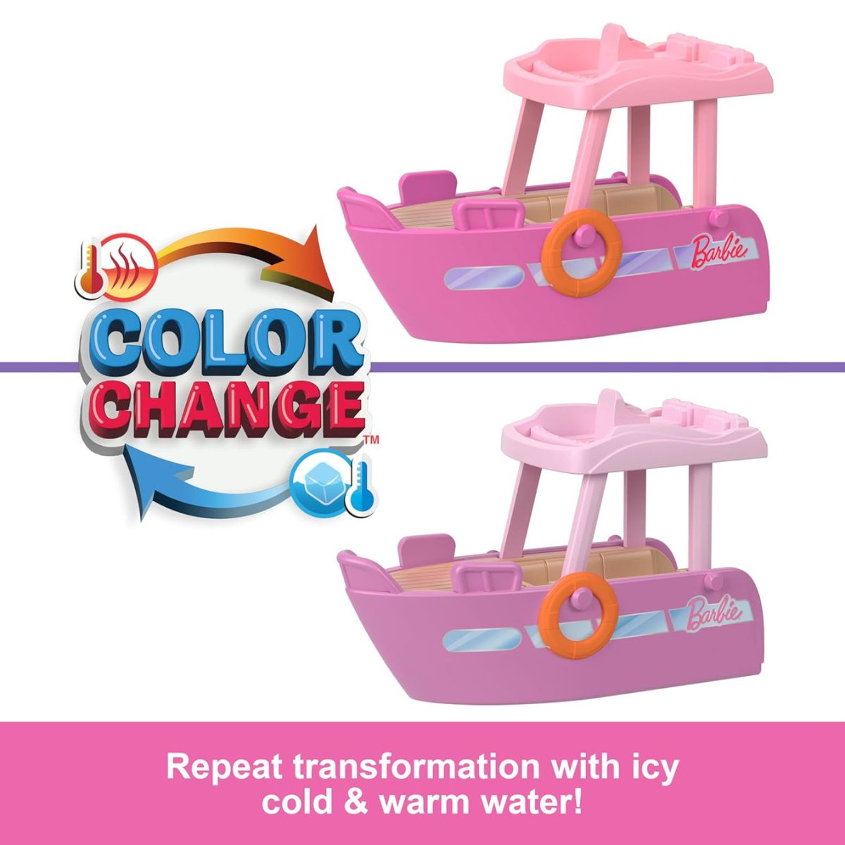 Barbie Mini BarbieLand 1.5" Inch Doll With Color-Changing Dreamboat Boat Vehicle Set