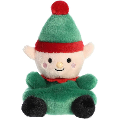 Front view thumbnail of the cute Jolly Elf plush sitting straight, highlighting its happy embroidered smile, rosy pink cheeks, and small black shoes.