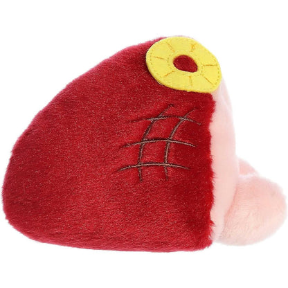 Side profile thumbnail of the mini ham plush showcasing its wedge shape, embroidered cross-hatch scoring lines, and the top pineapple ring.