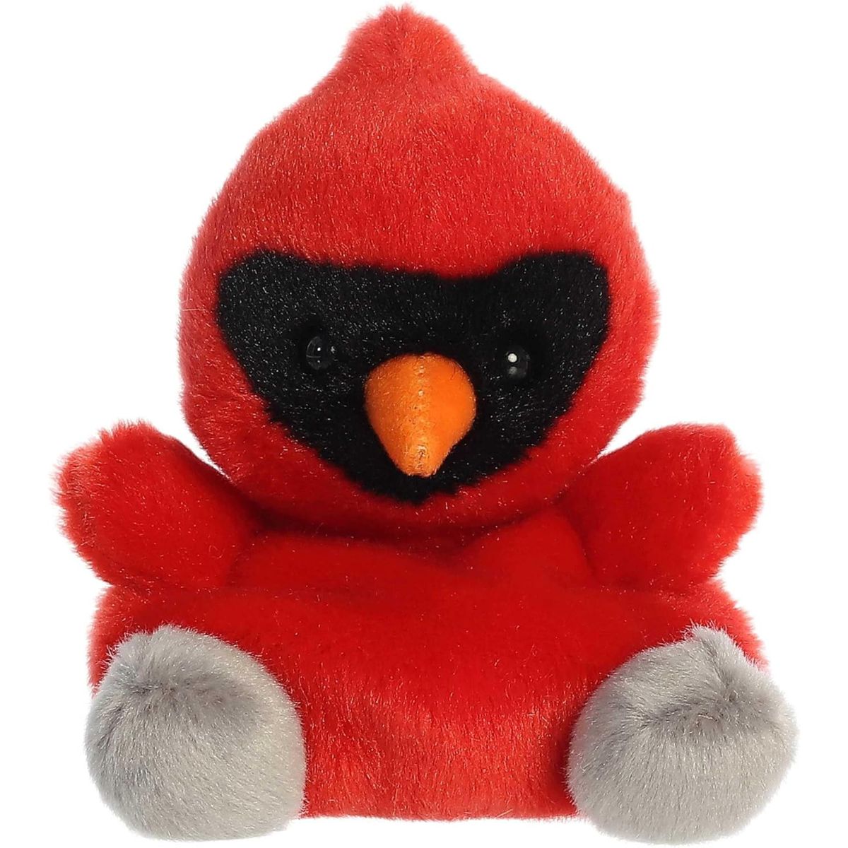 Front view thumbnail of the cute Louis Cardinal plush sitting straight, highlighting its symmetrical face mask, tiny beak, and outspread red wings.