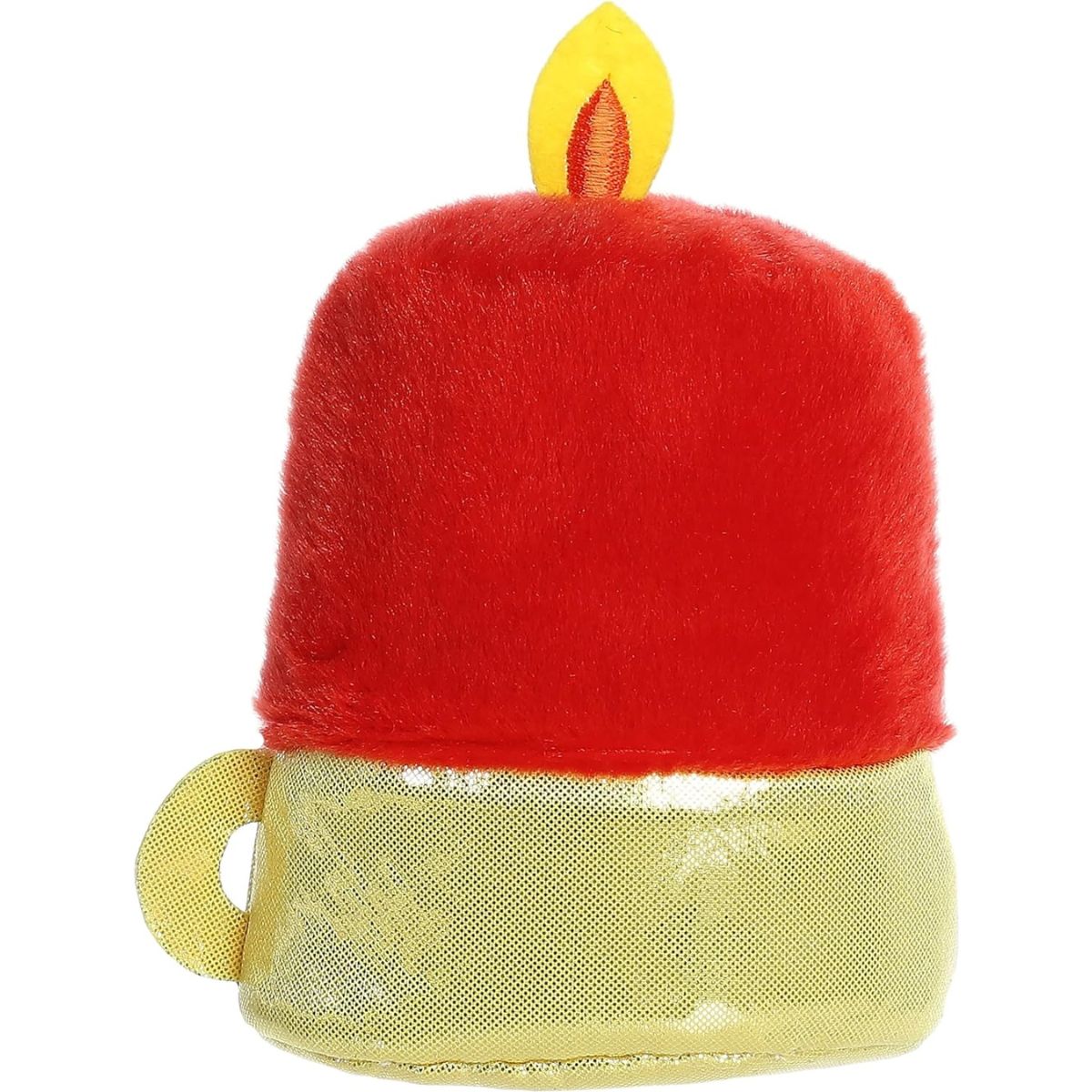 Rear thumbnail view of the Aurora candle stuffed toy displaying its clean gold base, curved handle, and red plush back.