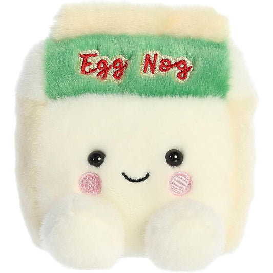 Front view thumbnail of the cute Emery Eggnog plush carton sitting straight, highlighting its friendly expression, pink cheeks, and small white feet.
