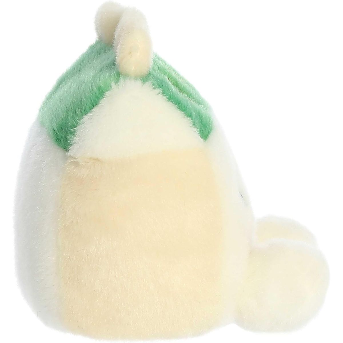 Side profile thumbnail of the mini eggnog carton plush showcasing its wedge-shaped depth and soft cream-colored fabric.