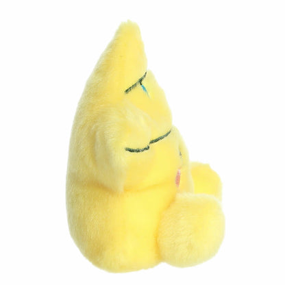 The right side profile thumbnail of the sitting yellow star plush showing its tapered shape and plush yellow feet.