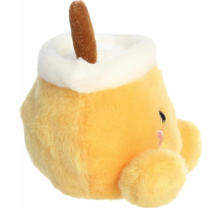 The right side profile thumbnail of the sitting cider mug plush highlighting its plush white cream rim, round shape, and white handle.
