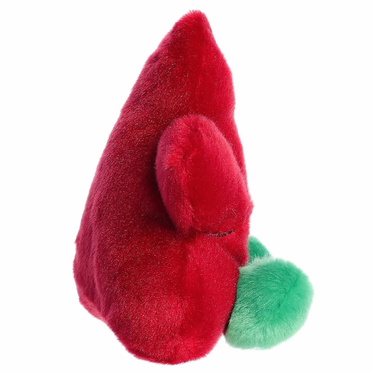 The right side profile view of the sitting Aurora Palm Pals poinsettia flower plush highlighting its unique angular shape.