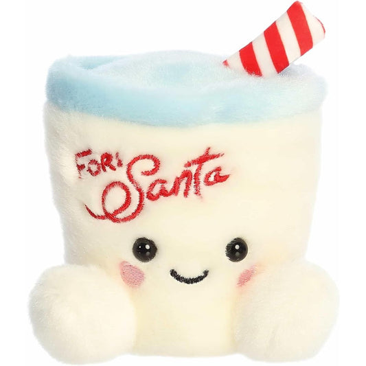A direct front portrait view of the mini Kris Milk cup plush showing its sweet smile, black eyes, and red cursive lettering.