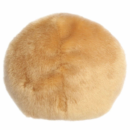The rear view of the golden-brown Aurora cookie stuffed toy displaying its soft plush back and clean rounded profile.