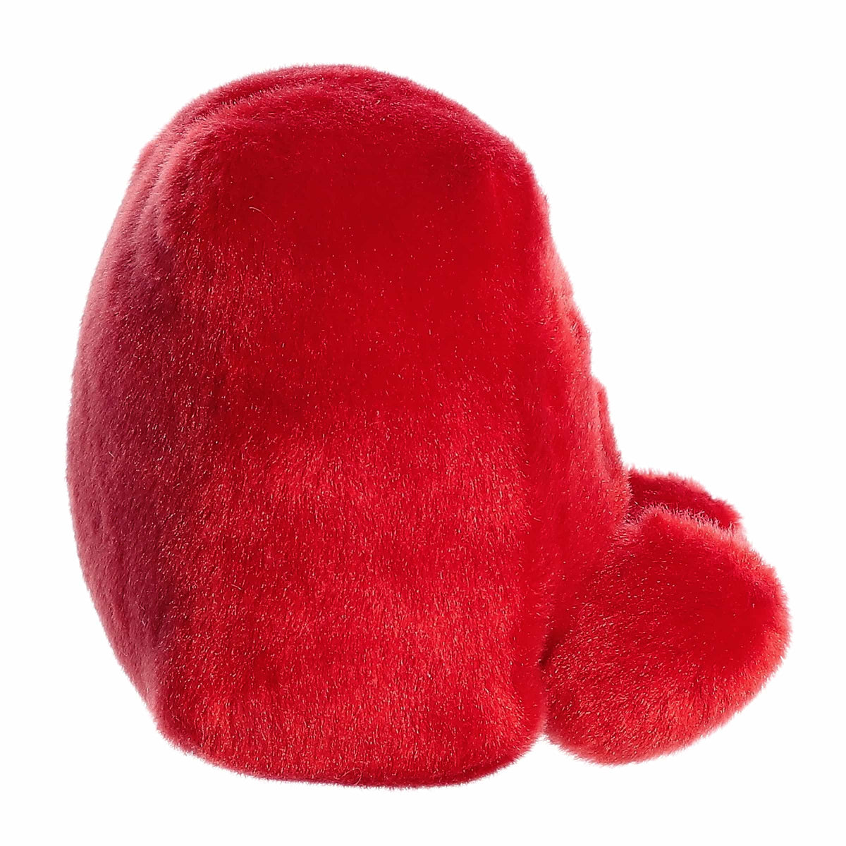The right side profile view of the sitting Aurora Palm Pals Christmas plush highlighting its rounded pillow shape.