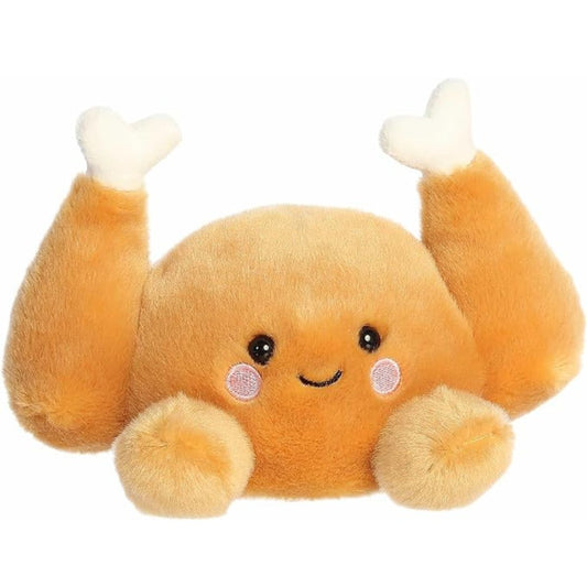 Aurora Palm Pals Wishbone 5-inch Turkey plush stuffed toy sitting forward with golden-brown fur and two upturned drumsticks.