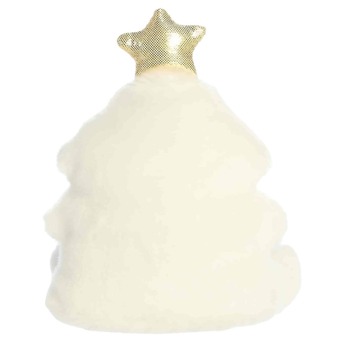 Rear thumbnail view of the Aurora Christmas tree stuffed toy displaying its smooth, solid cream-white plush back and gold star.