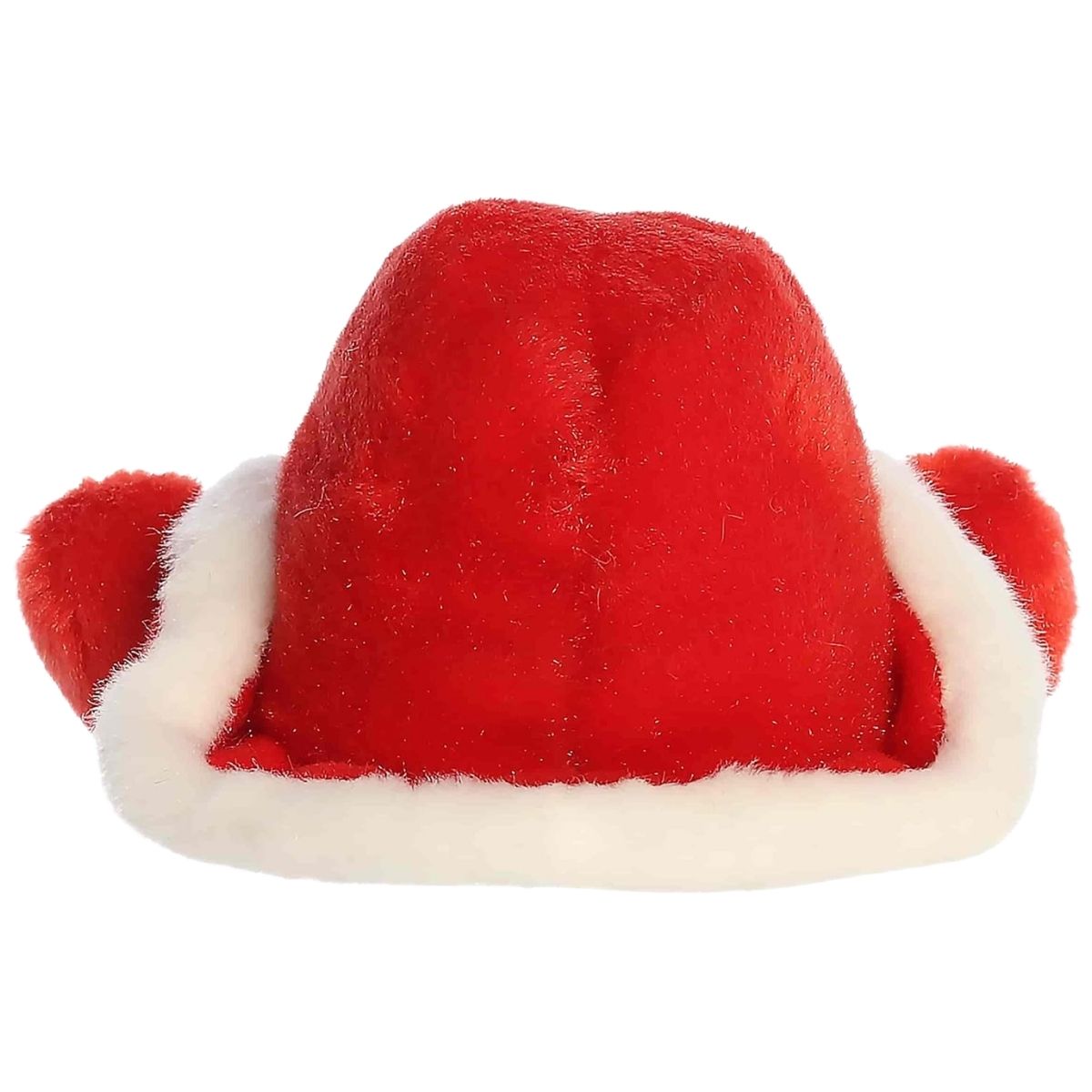 Rear thumbnail view of the red Aurora Santa cowboy hat stuffed toy displaying its smooth, soft plush back.
