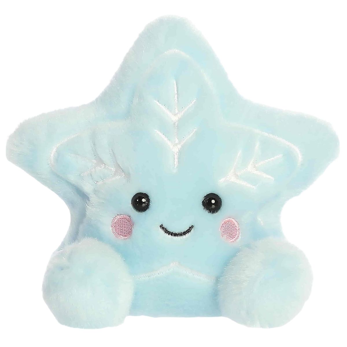 Front view thumbnail of the cute Lumi Snow Star plush sitting straight, highlighting its symmetrical face and rosy pink cheeks.
