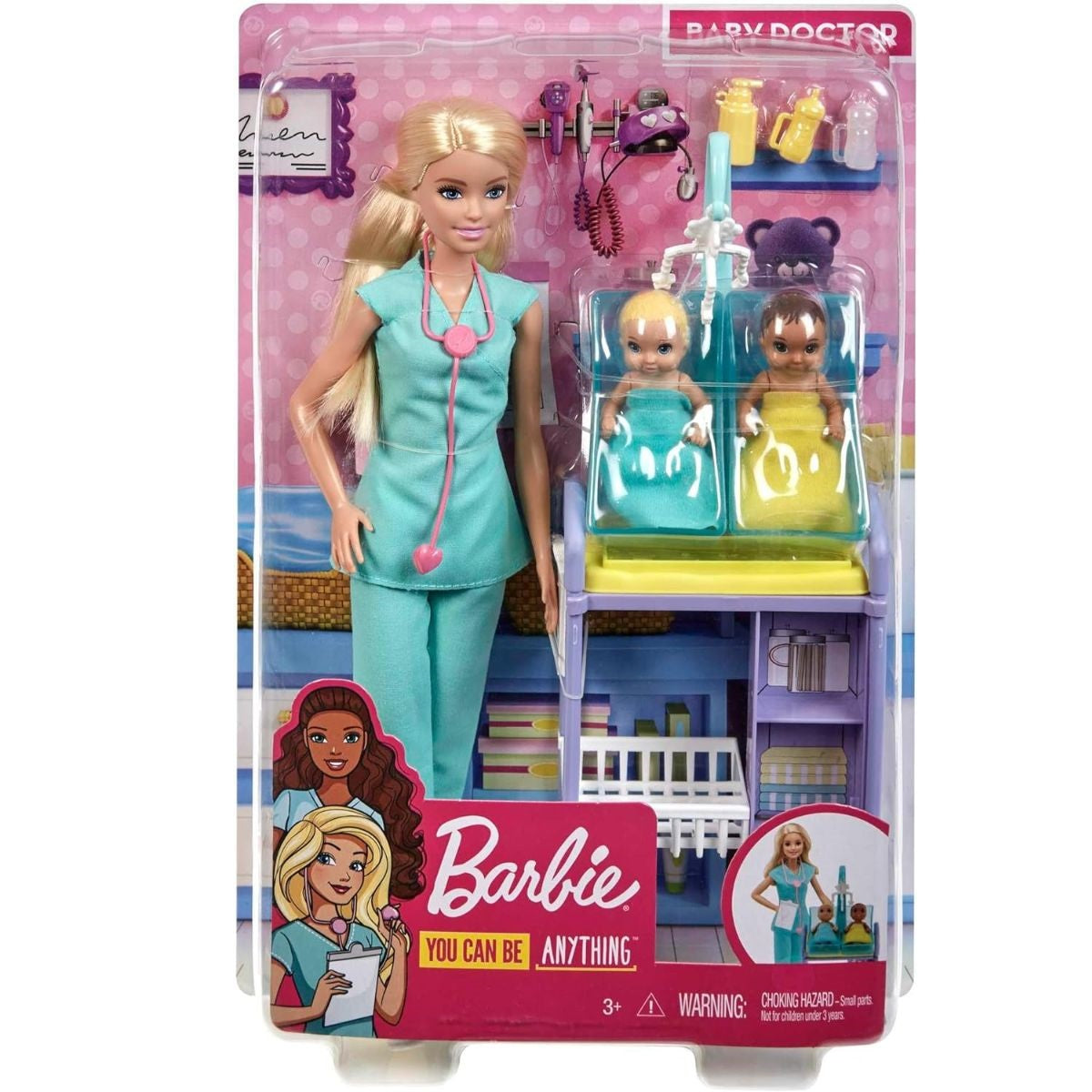 Barbie You Can Be Anything, Blonde Barbie Baby Doctor Playset