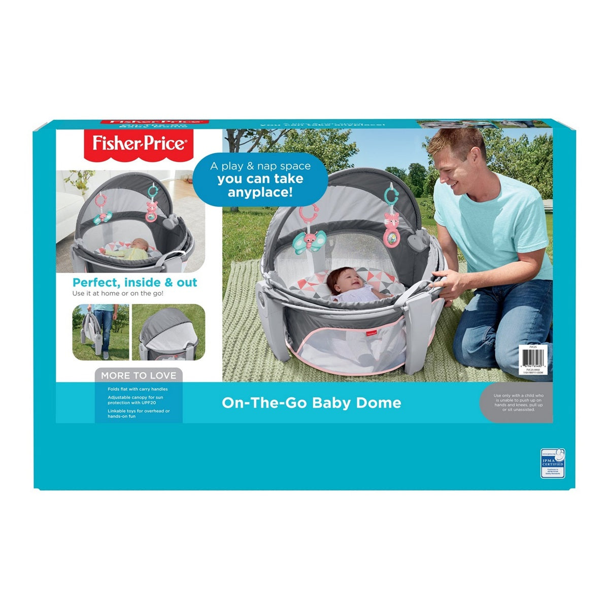 Fisher-Price Baby Portable Bassinet And Play Space On-The-Go Baby Dome, Rosy Windmill