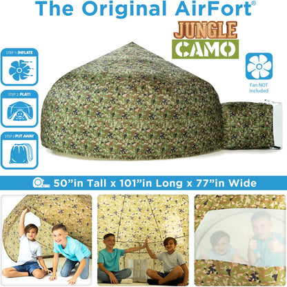 The Original AirFort® Jungle Camo Camoflauge - Inflatable Play Fort Tent for Creative Indoor Play Ages 3–14
