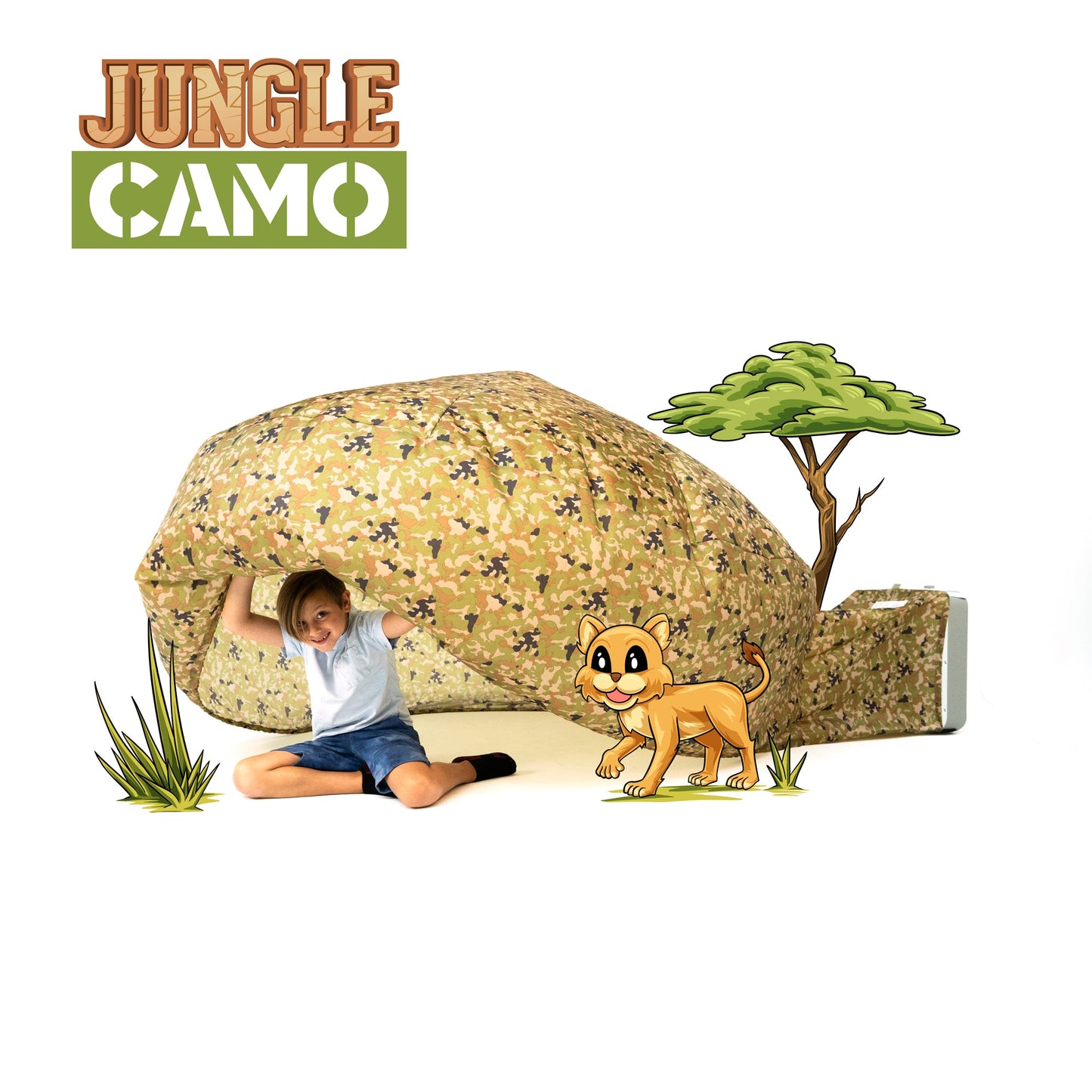 The Original AirFort® Jungle Camo Camoflauge - Inflatable Play Fort Tent for Creative Indoor Play Ages 3–14