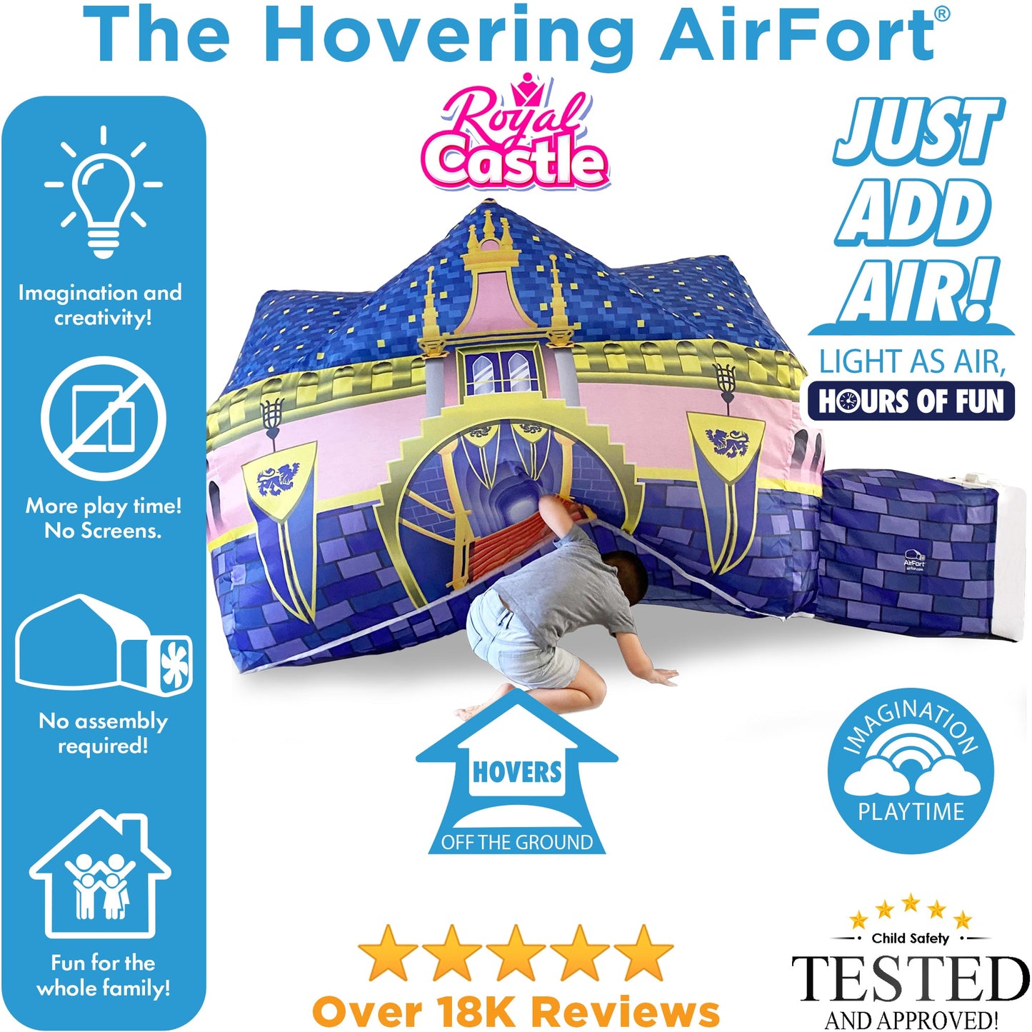 The Original AirFort® Royal Castle - Inflatable Play Fort Tent for Creative Indoor Play Ages 3–14