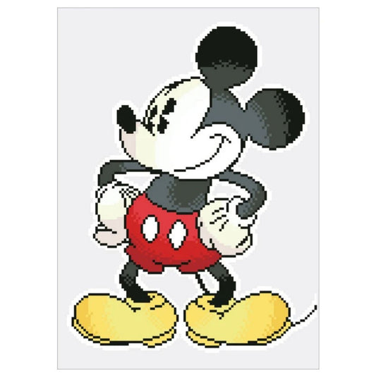 Graphic pattern of the Retro Mickey Mouse diamond painting design highlighting the dot placement on the character.