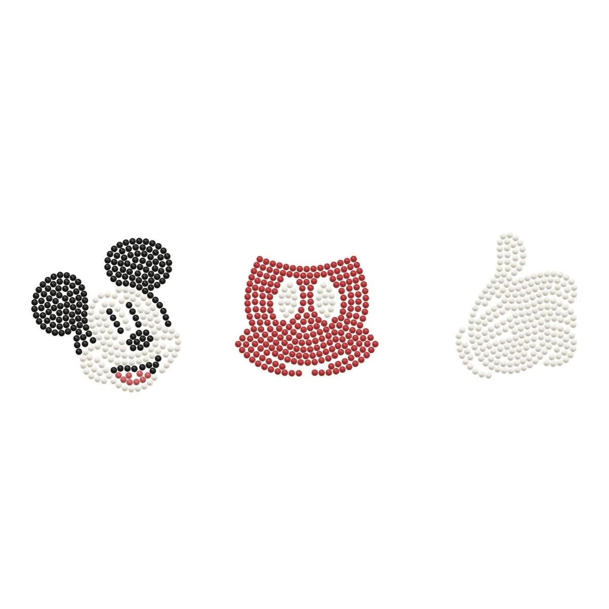 Graphic pattern of the three Mickey Mouse diamond painting stickers highlighting the dot placement.