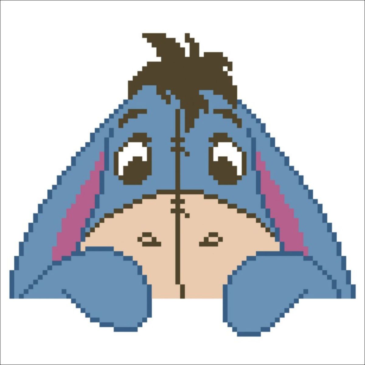 Finished DIAMOND DOTZ Disney Eeyore diamond painting featuring Eeyore resting his chin on his paws on a white background.
