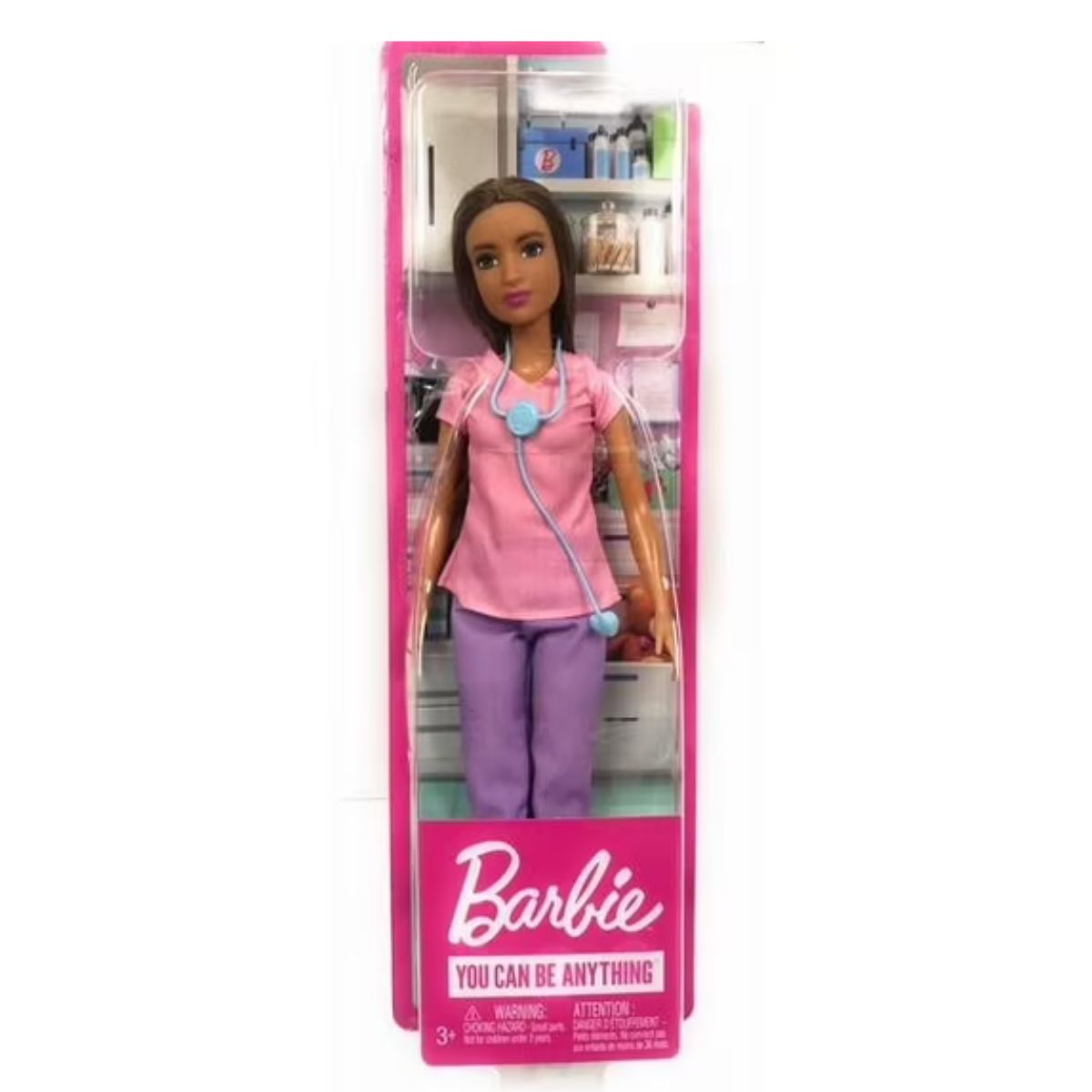 Barbie You Can Be Anything Professional Doctor with Stethoscope Fashion Doll, Brunette