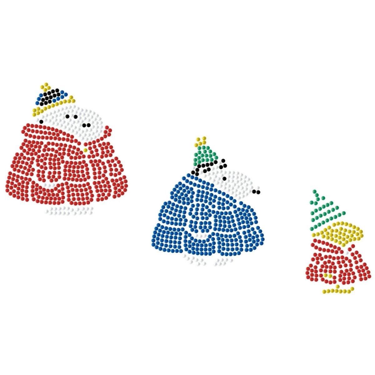 Graphic pattern of the Snoopy and Woodstock winter sticker diamond painting designs showing the red, blue, and green color layouts.