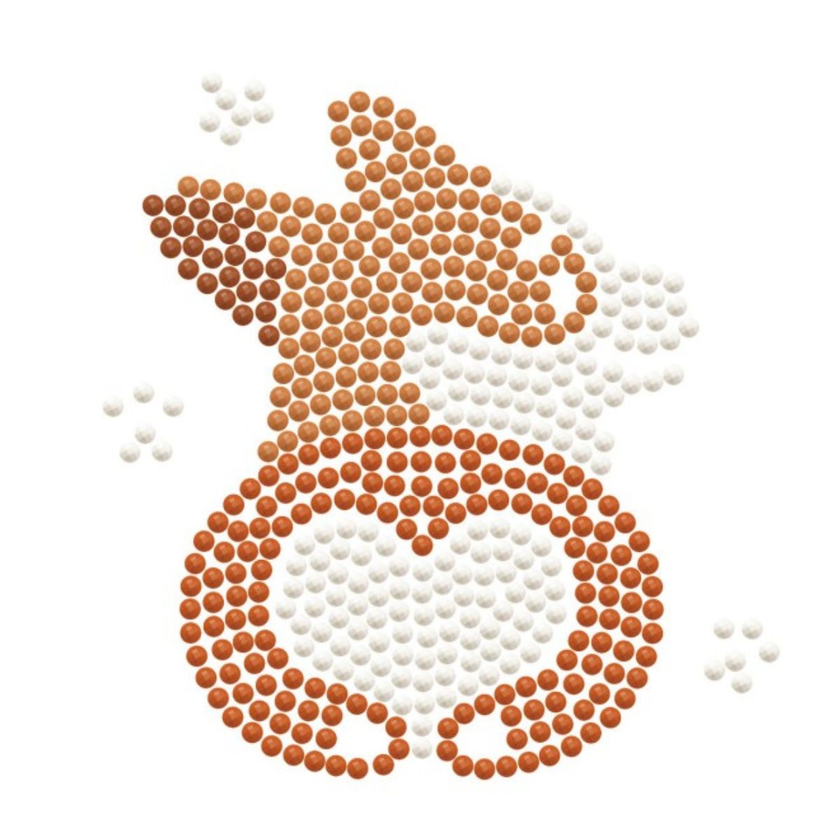 Graphic pattern of the Corgi Love diamond painting design highlighting the dot placement for the dog and heart shape.