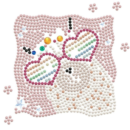 Graphic pattern of the Rainbow Llama diamond painting design highlighting the dot placement for the llama, glasses, and stars.
