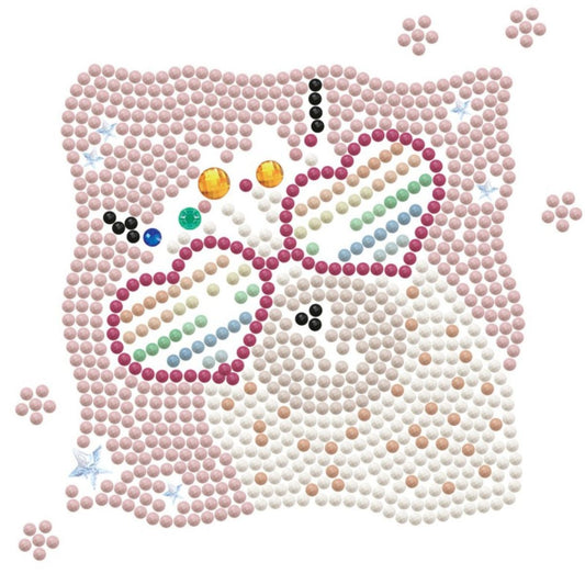 Graphic pattern of the Rainbow Llama diamond painting design highlighting the dot placement for the llama, glasses, and stars.