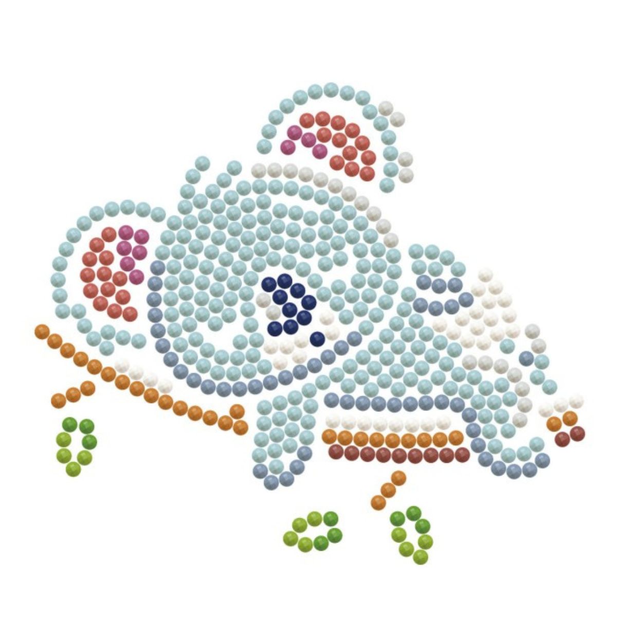 Graphic pattern of the Sleepy Koala diamond painting design highlighting the dot placement for the koala, branch, and Zzzs.