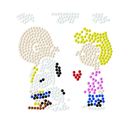 Graphic pattern of the Snoopy and Charlie Brown Big Hug diamond painting design on a white background.
