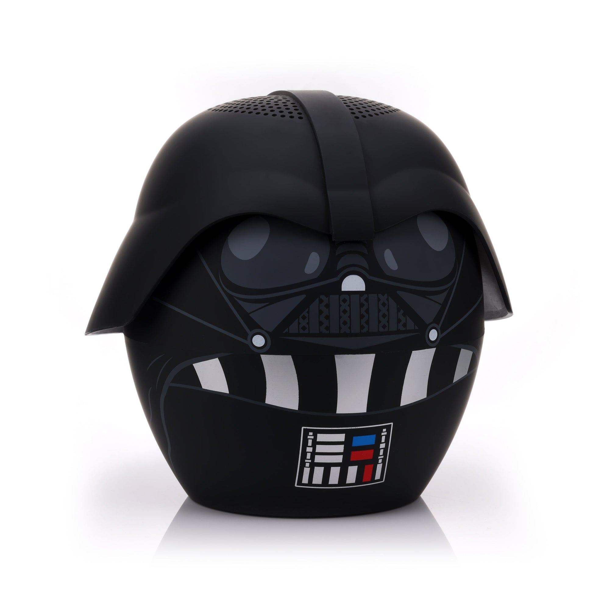 Angled right view of the 8-inch Darth Vader speaker showing the side of his helmet and breathing apparatus.