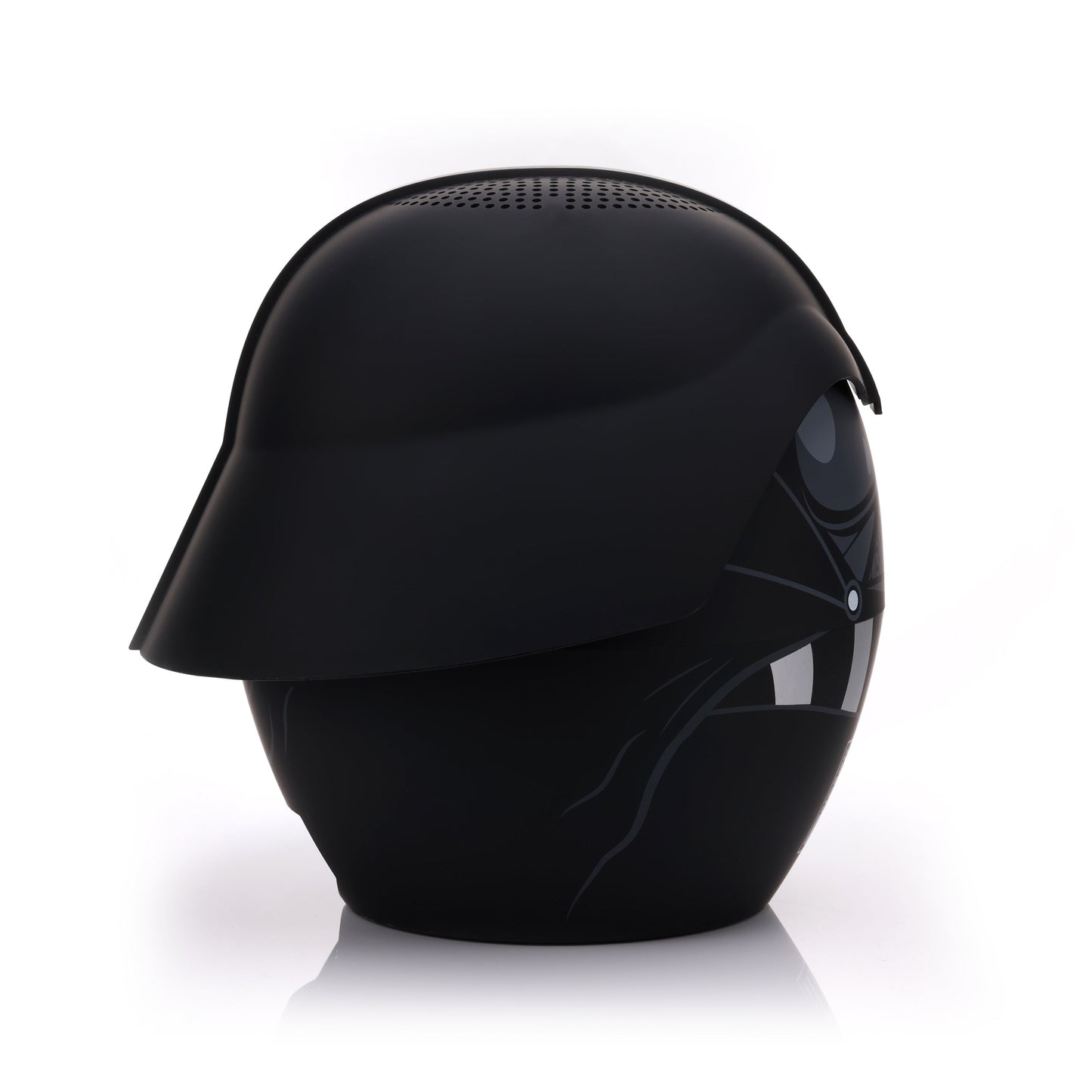 Side profile view of the large Darth Vader Bluetooth speaker highlighting the slope of the helmet.