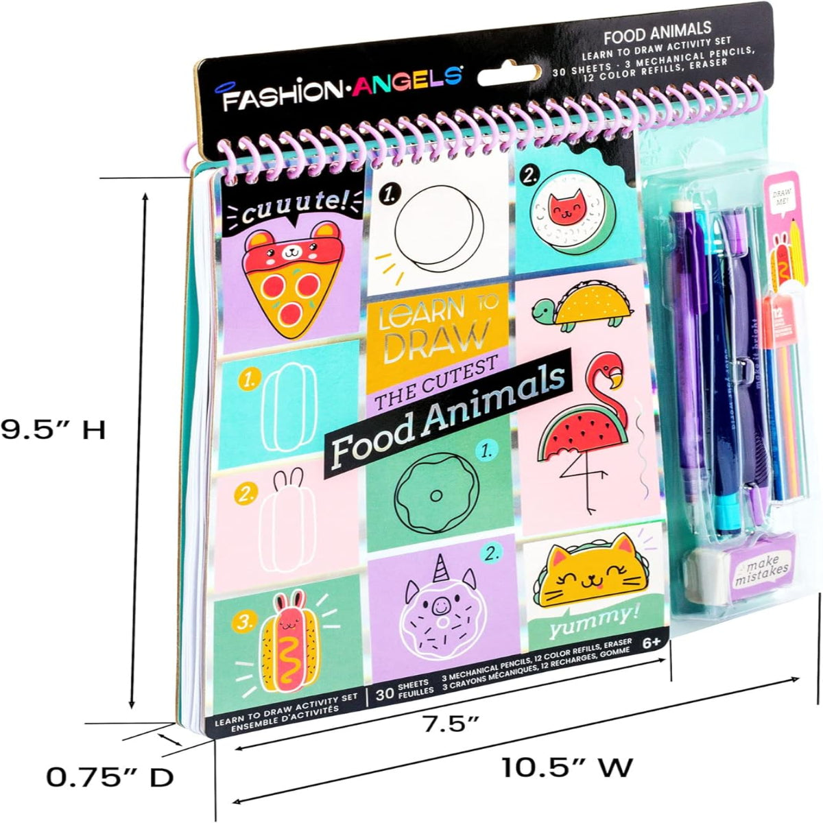 Fashion Angels Learn to Draw 30 Sheets Activity Set, The Cutest Food Animals
