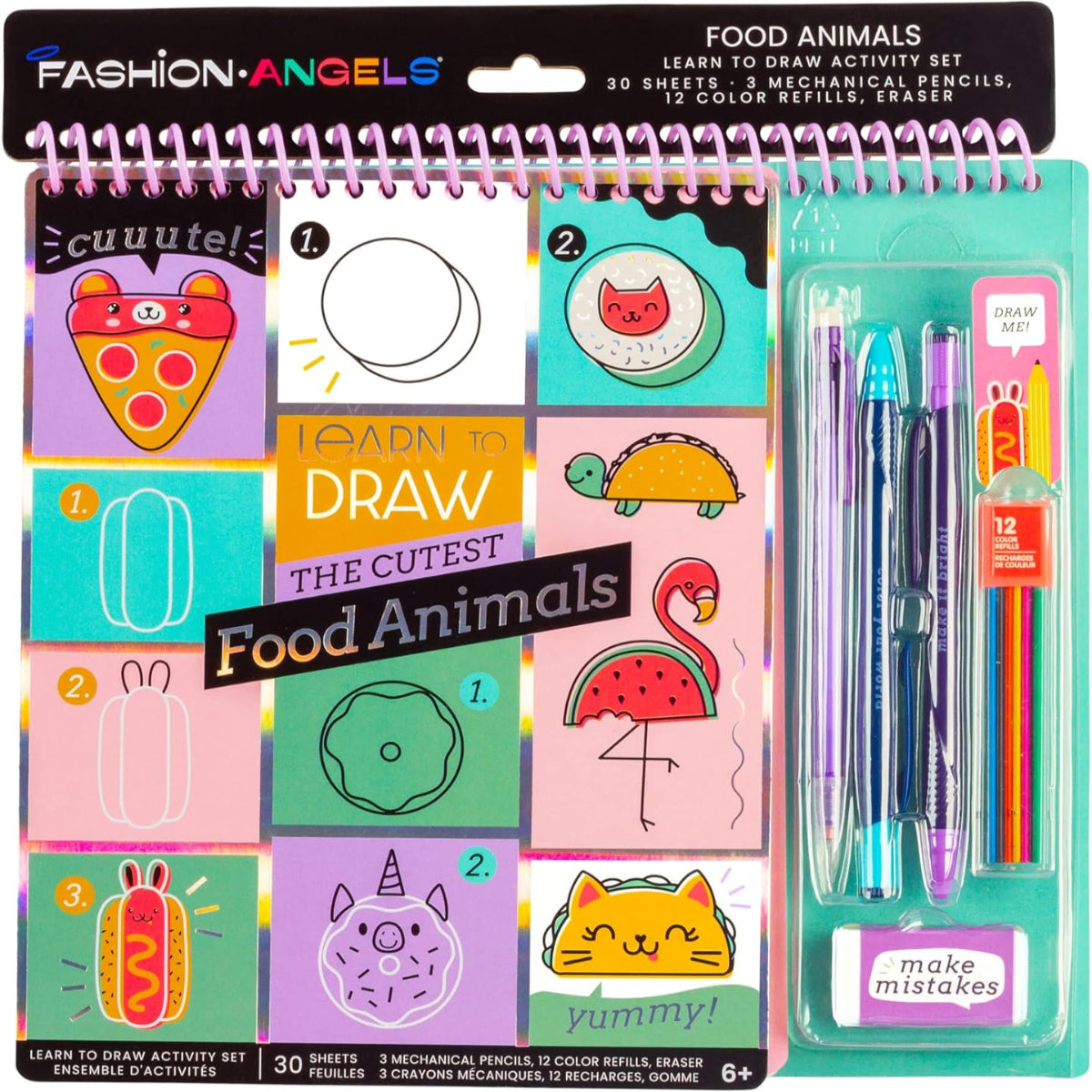 Fashion Angels Learn to Draw 30 Sheets Activity Set, The Cutest Food Animals