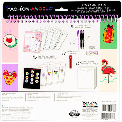 Fashion Angels Learn to Draw 30 Sheets Activity Set, The Cutest Food Animals